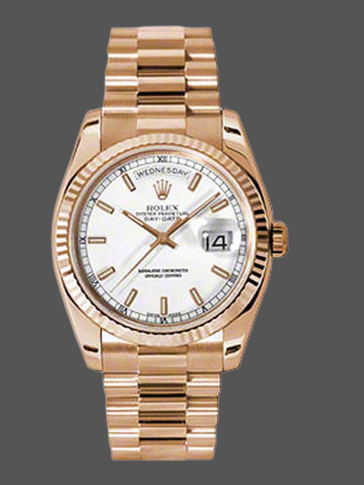 5390DA3F-A6DB-572C-A5F1-FBA74DFFF3FC Rolex Day-Date 118235 White Dial 36mm Unisex Replica Watch - Image 1