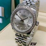 Rolex Datejust 178384 Silver Diamonds Dial Diamond Bezel 31MM Lady Replica Watch - Image 2