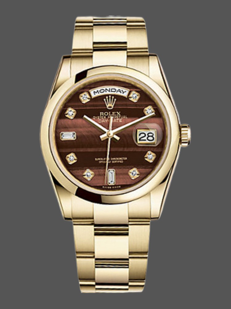 541F592D-65FA-281F-B3CD-DF59DFF2E639 Rolex Day-Date 118208 Yellow Gold Domed 36mm Unisex Replica Watch - Image 1