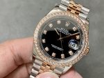 Rolex Datejust 36 Steel & Everose Gold Black Dial Diamond Bezel m126281rbr 0007 - Image 5