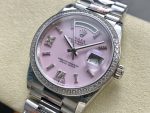 Rolex Day Date 36 Platinum Pink Opal Diamond-Set Roman Dial Diamond Bezel m128396tbr 0009 - Image 5