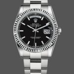 Rolex Day-Date 118239 Black Dial Fluted Bezel 36mm Unisex Replica Watch
