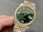 Rolex Datejust 36 Yellow Gold & Diamonds Olive Green Diamond Pave Roman Dial m126283rbr 0011 - Image 5