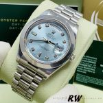 Rolex Day-Date 218206 Ice Blue Diamond Dial Platinum 41MM Mens Replica Watch - Image 2