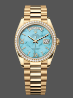 Rolex Day-Date 128348RBR Turquoise Diamond Dial Yellow Gold 36MM Unisex Replica Watch