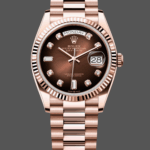 Rolex Day-Date 128235 Everose Gold Brown Ombre Diamond Dial 36MM Unisex Replica Watch