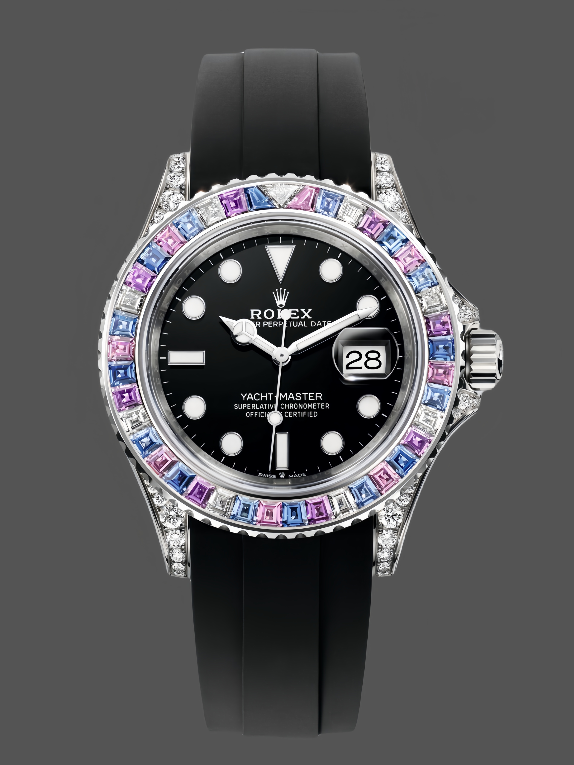57F81E95-FF44-E2D3-ACB5-8EA26629440B Rolex Yacht Master 40 Gem Set 126679SABR 0002 Black Dial Watch - Image 1