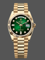 Rolex Day-Date 128238 Fluted Bezel Green Diamond Dial 36MM Unisex Replica Watch