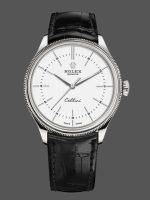 Rolex Cellini Time 50509 Black Leather Strap White Dial 39mm Mens Replica Watch