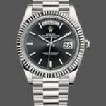 Rolex Day-Date 228239 Black Index Dial Fluted Bezel 40mm Mens Replica Watch