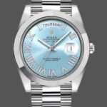 Rolex Day-Date 218206 Glacier Blue Diamond Roman Dial Platinum 41MM Mens Replica Watch