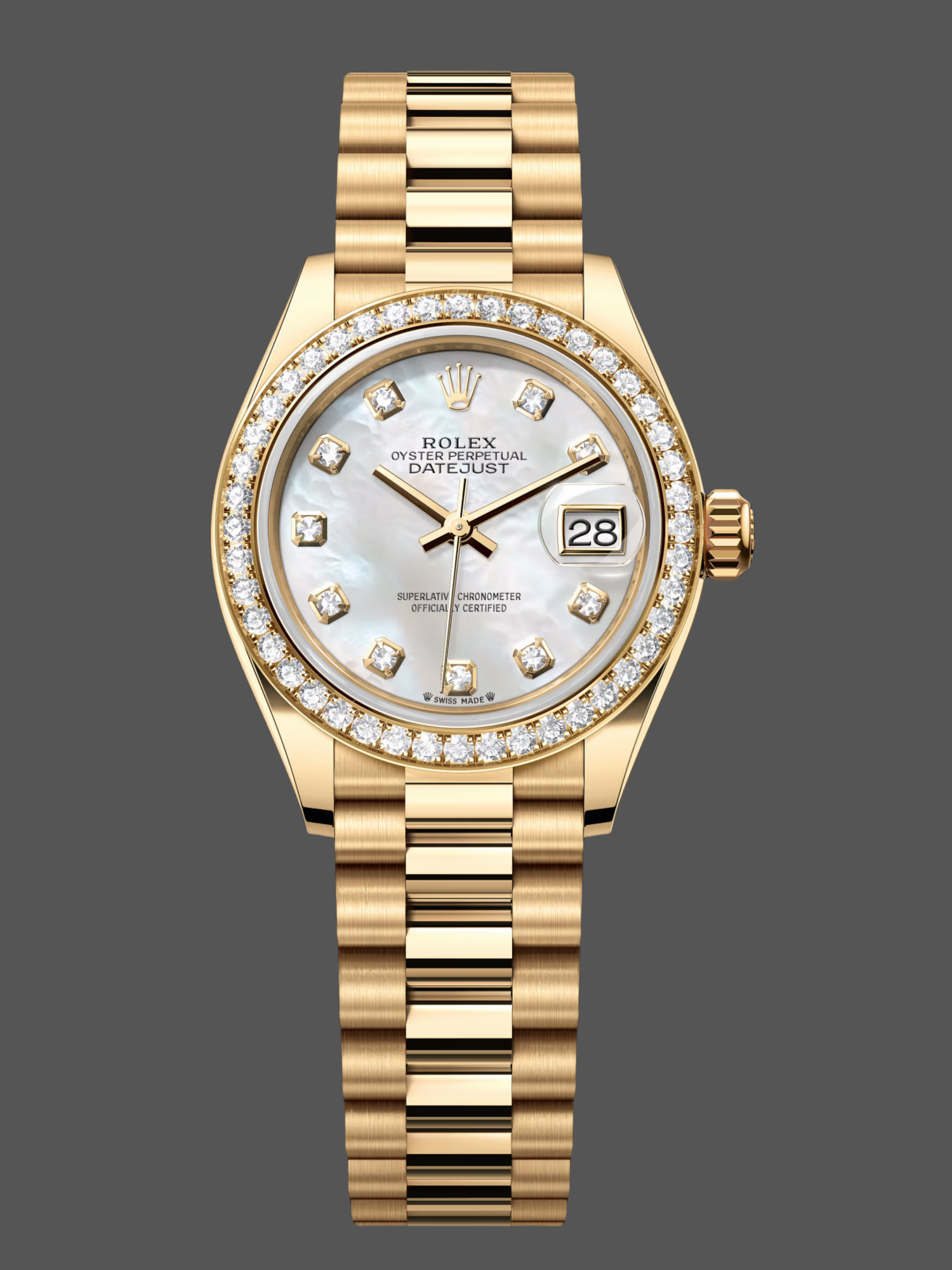 59A876C0-5166-EDBF-B14F-333E40FD5688 Rolex Datejust 28mm Yellow Gold MOP Dial M279138RBR 0015 Women's Watch - Image 1