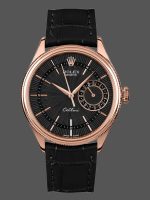 Rolex Cellini Date 50515 Rose Gold Black Index Dial 39mm Mens Replica Watch