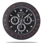 Rolex Daytona Silver Mark Black Wall Clock