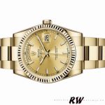 Rolex Day-Date 118238 Yellow Gold Fluted Bezel Champagne Dial 36mm Unisex Replica Watch - Image 3