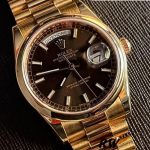 Rolex Day-Date 118205 Rose Gold Chocolate Dial 36mm Unisex Replica Watch - Image 2