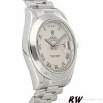 Rolex Day-Date 218206 Concentric Circle Ivory Roman Numeral Dial Platinum 41MM Mens Replica Watch - Image 2