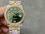 Rolex Datejust 36 Yellow Gold & Diamonds Olive Green Diamond Pave Roman Dial m126283rbr 0011 - Image 3
