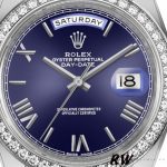 Rolex Day-Date 228349RBR Blue Roman Dial Diamond Bezel 40mm Mens Replica Watch - Image 2