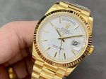 Rolex Day-Date 36MM 128238 0081 Fluted Bezel White Index Dial Unisex Replica Watch - Image 5