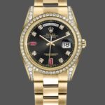 Rolex Day-Date 118388 Black Diamond Rubies Dial 36mm Unisex Replica Watch
