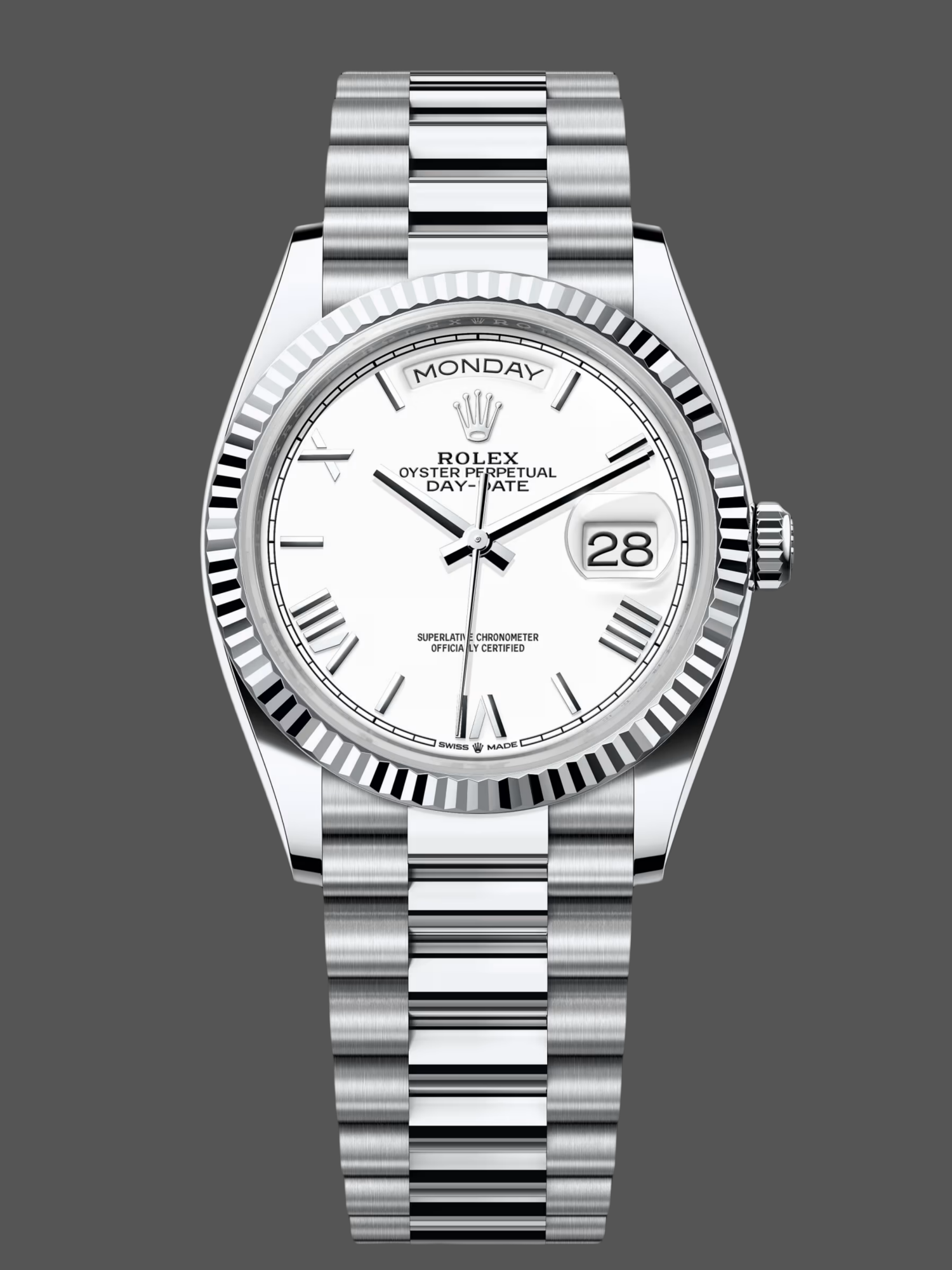 6012E746-191E-3A05-A0CF-F681809DF6AC Rolex Day Date 36 White Dial Platinum President Bracelet m128236 0017 - Image 1