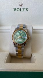 Rolex Datejust 31 Yellow Gold Olive Green Floral Motif Diamond Dial m278273 0031 - Image 3