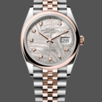 Rolex Datejust 36mm 126201 0038 Silver Palm Motif Dial Oyster Bracelet Watch