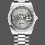 Rolex Day-Date 218206 Concentric Rhodium Grey Roman Numeral Dial Platinum 41MM Mens Replica Watch