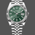 Rolex Datejust 41mm Stainless Steel 126334 0030 Mint Green Dial Fluted Jubilee