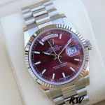 Rolex Day-Date 118239 Cherry Red Dial Fluted Bezel 36mm Lady Replica Watch - Image 3