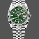 Rolex Datejust 36mm Fluted Bezel Green Palm Index Dial Jubilee 126234 0047