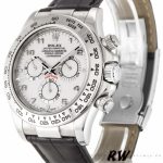 Rolex Daytona 116519 White Arabic Dial Black Leather strap 40mm Mens Replica Watch - Image 4