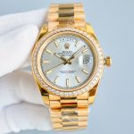 Rolex Day-Date 118348 Yellow Gold White Dial 36mm Unisex Replica Watch - Image 2