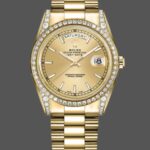 Rolex Day-Date 118388 Diamond Bezel Champagne Index Dial 36MM Unisex Replica Watch