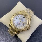 Rolex Yacht Master 168628 White Mother of Pearl Diamond Dial Yellow Gold Case 35mm Women's Watch - Image 5