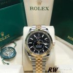 Rolex Sky-Dweller 326933 Stainless Steel Yellow Gold Black Dial 42MM Mens Replica Watch - Image 6