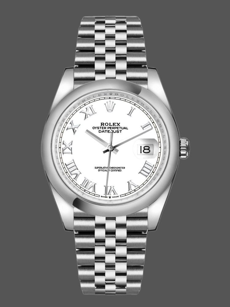 6929810F-D4D8-4CFD-A9B4-BB10B689BC94 Rolex Datejust 126200 Stainless Steel White Roman Dial 36MM Unisex Replica Watch - Image 1