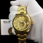 Rolex Sky-Dweller 326938 Yellow Gold Champagne Arabic Dial 42mm Mens Replica Watch - Image 2