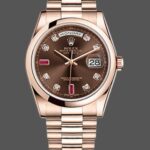 Rolex Day-Date 118205 Rose Gold Chocolate Brown Dial 36mm Unisex Replica Watch