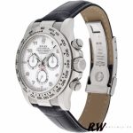 Rolex Daytona 116519 White Dial Black Leather strap 40mm Mens Replica Watch - Image 3