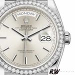 Rolex Day-Date 128349RBR Silver Index Dial Diamond Bezel 36MM Unisex Replica Watch - Image 2