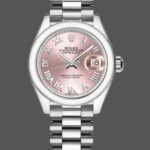 Rolex Datejust 279166 Pink Roman Numeral Dial Domed Bezel 28mm Lady Replica Watch