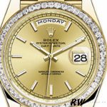 Rolex Day-Date 228398TBR Champagne Index Dial Diamond Bezel 40mm Mens Replica Watch - Image 2