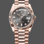Rolex Day Date Rose Gold Slate Diamond Dial President Bracelet M128235 0050