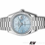 Rolex Day-Date 228396TBR Ice Blue Diagonal Motif Dial Diamond Bezel 40mm Mens Replica Watch - Image 4