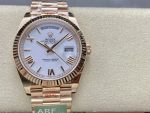 Rolex Day-Date 228235 White Roman Numeral Dial Fluted Bezel 40mm Mens Replica Watch - Image 3