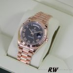 Rolex Day-Date 218235 Black Roman Numerals Dial Rose Gold 41MM Mens Replica Watch - Image 5