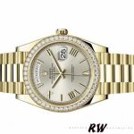 Rolex Day-Date 228348RBR Silver Roman Dial Diamond Bezel 40mm Mens Replica Watch - Image 2