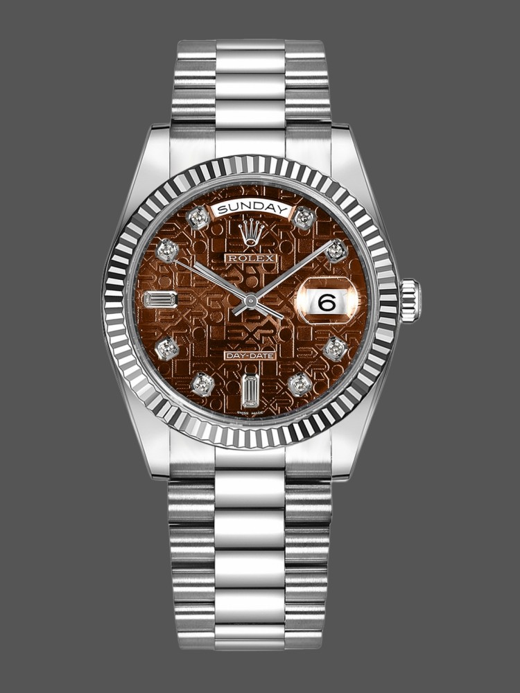 6E3B61A1-4EE2-5542-25F4-2DAC48C3099B Rolex Day-Date 118239 Jubilee Chocolate Brown Dial 36mm Unisex Replica Watch - Image 1
